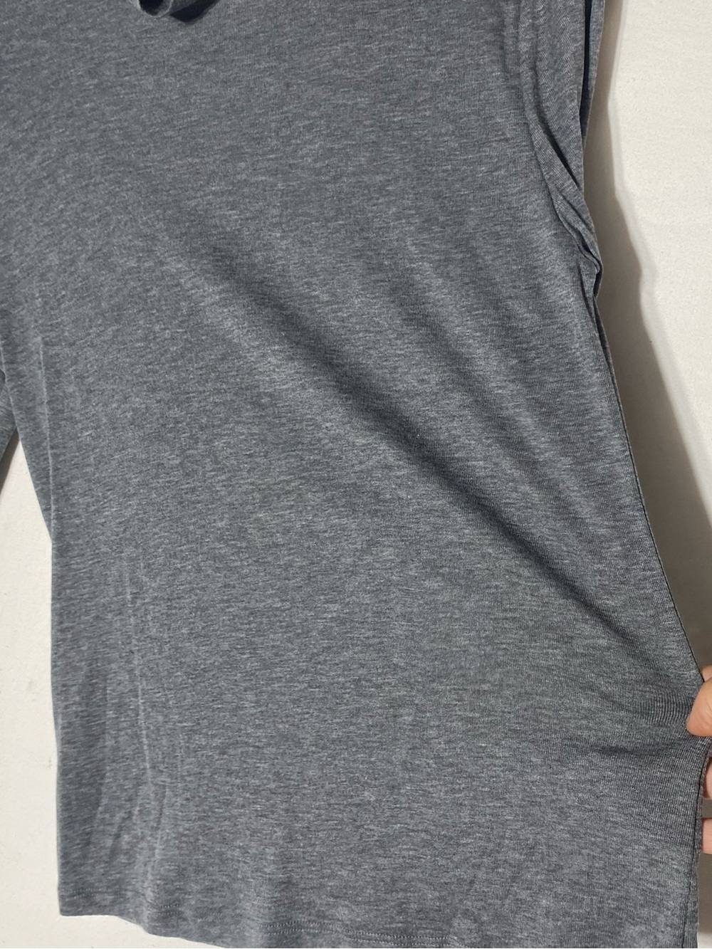 H&M Grey Lyocell Wool Blend Mock Neck Long Sleeve Top L Normcore Contemporary - Picture 6 of 14